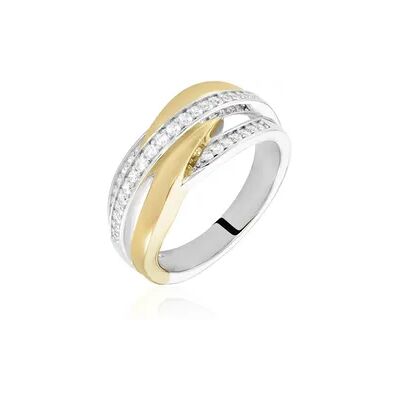 OROVIVO MONICA Damen Ring Silber Bicolor Gelb/Silber 925 Zirkonia Weiß B 8,4 mm, Ring mit Stein OROVIVO MONICA Damen Ring Silber Bicolor Gelb/Silber 925 Zirkonia Weiß B 8,4 mm, Ring mit Stein