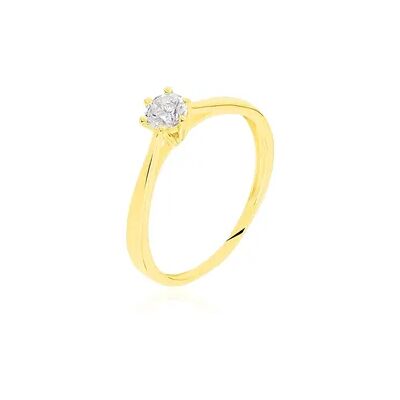 OROVIVO Damen Ring Gold 375 (9 Karat) Zirkonia Weiß 0,48 ct B 17 mm, Ring mit Stein OROVIVO Damen Ring Gold 375 (9 Karat) Zirkonia Weiß 0,48 ct B 17 mm, Ring mit Stein