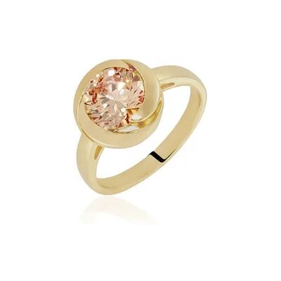 OROVIVO YELLINA Damen Ring Silber vergoldet 925 Zirkonia Champagner 3,06 ct Spirale, Ring mit Stein OROVIVO YELLINA Damen Ring Silber vergoldet 925 Zirkonia Champagner 3,06 ct Spirale, Ring mit Stein