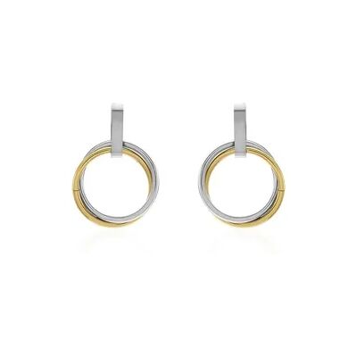 OROVIVO Damen Ohrringe Lang Titan Bicolor Gelb/Silber B 17,8 mm, Ohrringe Lang ohne Stein OROVIVO Damen Ohrringe Lang Titan Bicolor Gelb/Silber B 17,8 mm, Ohrringe Lang ohne Stein