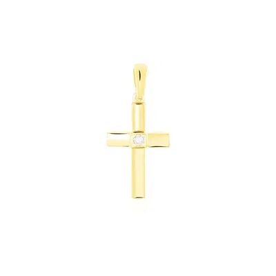 OROVIVO KREUZ 2 Unisex Anhänger Gold 375 (9 Karat) Diamant Weiß 0,02 ct Religiöses Kreuz, Anhänger mit Stein OROVIVO KREUZ 2 Unisex Anhänger Gold 375 (9 Karat) Diamant Weiß 0,02 ct Religiöses Kreuz, Anhänger mit Stein