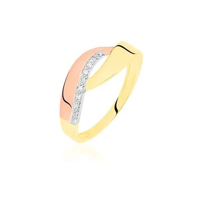 OROVIVO Damen Ring Gold Tricolor 375 (9 Karat) Diamant Weiß 0,02 ct, Ring mit Stein OROVIVO Damen Ring Gold Tricolor 375 (9 Karat) Diamant Weiß 0,02 ct, Ring mit Stein