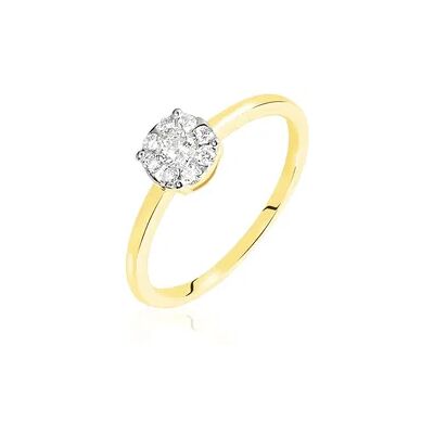 OROVIVO SOLO Damen Ring Gold Bicolor Gelb/Silber 585 (14 Karat) Diamant Weiß 0,12 ct Talisman 13, Ring mit Stein OROVIVO SOLO Damen Ring Gold Bicolor Gelb/Silber 585 (14 Karat) Diamant Weiß 0,12 ct Talisman 13, Ring mit Stein