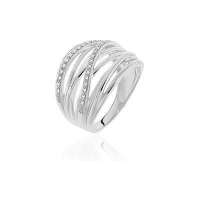 OROVIVO Damen Ring Silber 925 Zirkonia Weiß Welle, Ring mit Stein OROVIVO Damen Ring Silber 925 Zirkonia Weiß Welle, Ring mit Stein