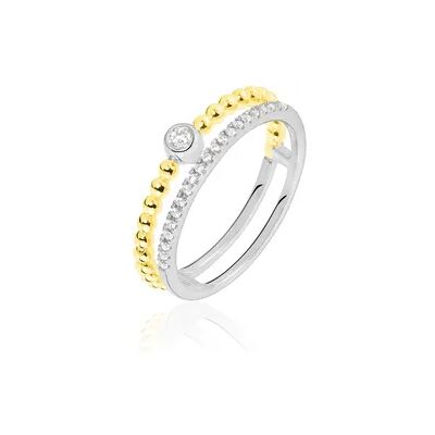 OROVIVO LISSY Damen Ring Gold Bicolor 375 (9 Karat) Zirkonia Weiß 0,17 ct, Ring mit Stein OROVIVO LISSY Damen Ring Gold Bicolor 375 (9 Karat) Zirkonia Weiß 0,17 ct, Ring mit Stein