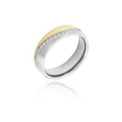 OROVIVO Damen Ring Titan Bicolor Gelb/Silber Zirkonia Weiß 0,39 ct B 6 mm, Ring mit Stein OROVIVO Damen Ring Titan Bicolor Gelb/Silber Zirkonia Weiß 0,39 ct B 6 mm, Ring mit Stein