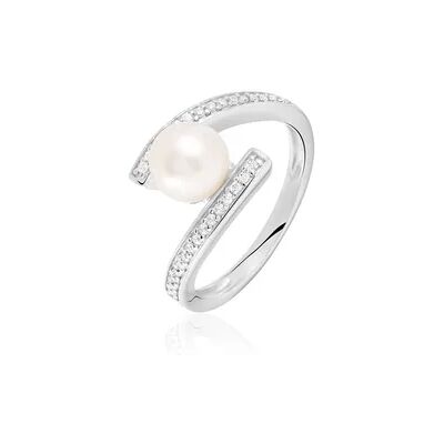 OROVIVO Damen Ring Silber 925 Synthetische Perle Perlmutt 30 ct Welle, Ring mit Stein OROVIVO Damen Ring Silber 925 Synthetische Perle Perlmutt 30 ct Welle, Ring mit Stein