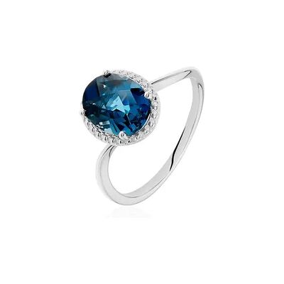 OROVIVO PAGA Damen Ring Weißgold 375 (9 Karat) Topas Londonblau 2,5 ct Oval, Ring mit Stein OROVIVO PAGA Damen Ring Weißgold 375 (9 Karat) Topas Londonblau 2,5 ct Oval, Ring mit Stein