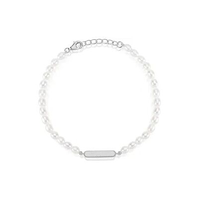 OROVIVO Joy Unisex Armband Silber 925 Zuchtperle Weiß 21 ct Oval, Armband mit Stein OROVIVO Joy Unisex Armband Silber 925 Zuchtperle Weiß 21 ct Oval, Armband mit Stein