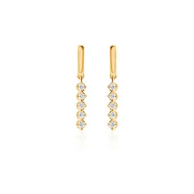 OROVIVO ZYLA Damen Ohrringe Lang Gold 375 (9 Karat) Synthetischer Diamant Weiß 0,13 ct, Ohrringe Lang mit Stein OROVIVO ZYLA Damen Ohrringe Lang Gold 375 (9 Karat) Synthetischer Diamant Weiß 0,13 ct, Ohrringe Lang mit Stein
