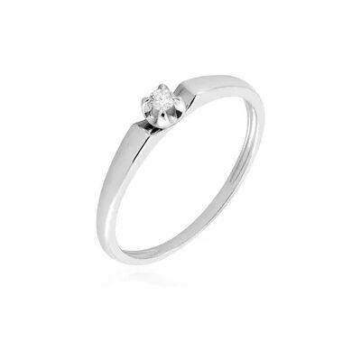 OROVIVO LINI Damen Ring Weißgold 375 (9 Karat) Diamant Weiß 0,03 ct, Ring mit Stein OROVIVO LINI Damen Ring Weißgold 375 (9 Karat) Diamant Weiß 0,03 ct, Ring mit Stein