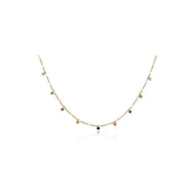 OROVIVO ROMANA Damen Anhänger Silber vergoldet 925 Glas Multicolour 0,320 ct B 1,1 mm, Collier mit Stein OROVIVO ROMANA Damen Anhänger Silber vergoldet 925 Glas Multicolour 0,320 ct B 1,1 mm, Collier mit Stein