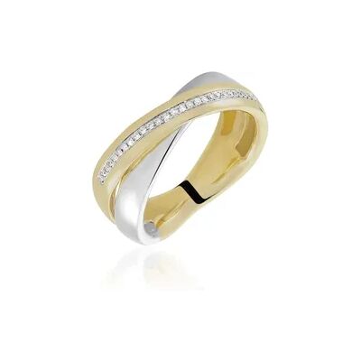 OROVIVO Bond Damen Ring Gold Bicolor Gelb/Silber 375 (9 Karat) Diamant Weiß 0,08 ct B 7,6 mm, Ring mit Stein OROVIVO Bond Damen Ring Gold Bicolor Gelb/Silber 375 (9 Karat) Diamant Weiß 0,08 ct B 7,6 mm, Ring mit Stein