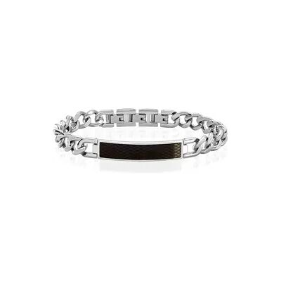 OROVIVO BENJAMIN Herren ID Armband Edelstahl Bicolor Silber/Schwarz B 10 mm, ID Armband ohne Stein OROVIVO BENJAMIN Herren ID Armband Edelstahl Bicolor Silber/Schwarz B 10 mm, ID Armband ohne Stein