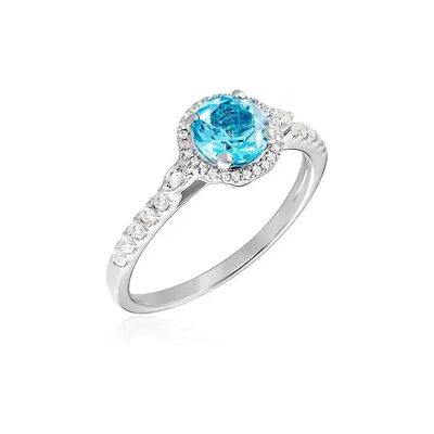 OROVIVO FELI Damen Ring Weißgold 585 (14 Karat) Topas Blau 1,04 ct, Ring mit Stein OROVIVO FELI Damen Ring Weißgold 585 (14 Karat) Topas Blau 1,04 ct, Ring mit Stein