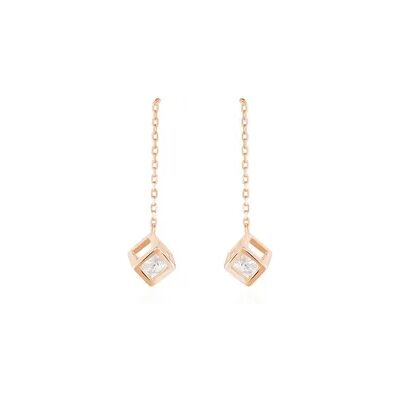 OROVIVO SUSANN Damen Ohrringe Lang Silber rosevergoldet 925 Zirkonia Weiß 0,04 ct Würfel, Ohrringe Lang mit Stein OROVIVO SUSANN Damen Ohrringe Lang Silber rosevergoldet 925 Zirkonia Weiß 0,04 ct Würfel, Ohrringe Lang mit Stein