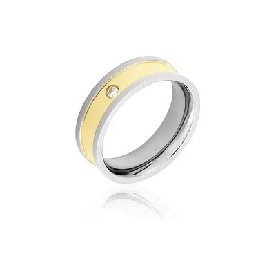 OROVIVO Damen Ring Titan Bicolor Gelb/Silber Zirkonia Weiß 0,03 ct B 6 mm, Ring mit Stein OROVIVO Damen Ring Titan Bicolor Gelb/Silber Zirkonia Weiß 0,03 ct B 6 mm, Ring mit Stein