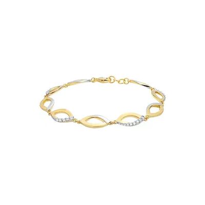 OROVIVO BIWANA Damen Armband Vergoldet Bicolor Zirkonia Weiß Mandel, Armband mit Stein OROVIVO BIWANA Damen Armband Vergoldet Bicolor Zirkonia Weiß Mandel, Armband mit Stein