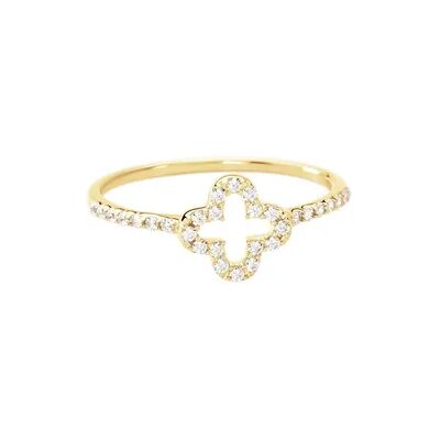 OROVIVO Swisscross Damen Ring Gold 375 (9 Karat) Zirkonia Weiß Blume, Ring mit Stein OROVIVO Swisscross Damen Ring Gold 375 (9 Karat) Zirkonia Weiß Blume, Ring mit Stein