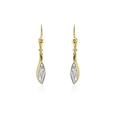 OROVIVO Ohrringe Lang Gold Bicolor Gold/Silber 375 Zirkonia Brigitte 8 5,00mm 3,1cm, Ohrringe Lang mit Stein OROVIVO Ohrringe Lang Gold Bicolor Gold/Silber 375 Zirkonia Brigitte 8 5,00mm 3,1cm, Ohrringe Lang mit Stein