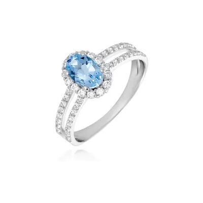 OROVIVO TWITZI Damen Ring Weißgold 375 (9 Karat) Topas Blau 1,01 ct, Ring mit Stein OROVIVO TWITZI Damen Ring Weißgold 375 (9 Karat) Topas Blau 1,01 ct, Ring mit Stein