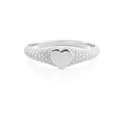 OROVIVO NOOR Damen Ring Silber 925 Zirkonia Weiß 0,14 ct Herz, Ring mit Stein OROVIVO NOOR Damen Ring Silber 925 Zirkonia Weiß 0,14 ct Herz, Ring mit Stein