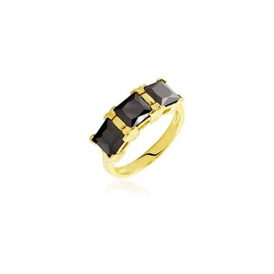OROVIVO NOARA Damen Ring Silber vergoldet 925 Zirkonia Schwarz 5,02 ct Würfel, Ring mit Stein OROVIVO NOARA Damen Ring Silber vergoldet 925 Zirkonia Schwarz 5,02 ct Würfel, Ring mit Stein