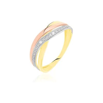 OROVIVO BICI Damen Ring Gold Tricolor 375 (9 Karat) Diamant Weiß 0,01 ct B 6 mm, Ring mit Stein OROVIVO BICI Damen Ring Gold Tricolor 375 (9 Karat) Diamant Weiß 0,01 ct B 6 mm, Ring mit Stein