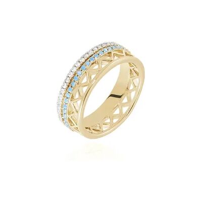 OROVIVO ZOILA Damen Ring Vergoldet Zirkonia Blau Dreieck, Ring mit Stein OROVIVO ZOILA Damen Ring Vergoldet Zirkonia Blau Dreieck, Ring mit Stein