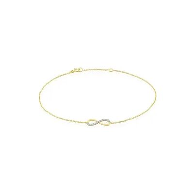 OROVIVO Infinity Nuovo Damen Armband Gold Bicolor Gelb/Silber 375 (9 Karat) Diamant Weiß 0,02 ct, Armband mit Stein OROVIVO Infinity Nuovo Damen Armband Gold Bicolor Gelb/Silber 375 (9 Karat) Diamant Weiß 0,02 ct, Armband mit Stein