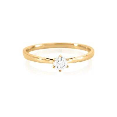OROVIVO Sonate Damen Ring Gold 585 (14 Karat) Synthetischer Diamant Weiß 0,26 ct, Ring mit Stein OROVIVO Sonate Damen Ring Gold 585 (14 Karat) Synthetischer Diamant Weiß 0,26 ct, Ring mit Stein