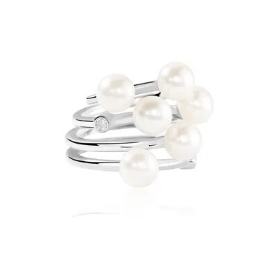 OROVIVO Perloso Damen Ring Silber 925 Zuchtperle Weiß, Ring mit Stein OROVIVO Perloso Damen Ring Silber 925 Zuchtperle Weiß, Ring mit Stein