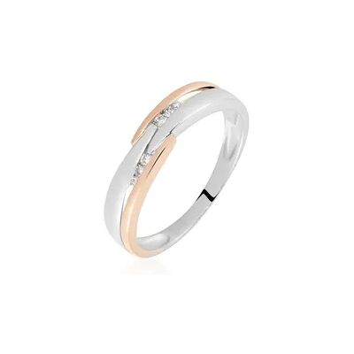 OROVIVO SACA Damen Ring Gold Bicolor Silber/Roségold 375 (9 Karat) Diamant Weiß 0,42 ct B 22 mm, Ring mit Stein OROVIVO SACA Damen Ring Gold Bicolor Silber/Roségold 375 (9 Karat) Diamant Weiß 0,42 ct B 22 mm, Ring mit Stein