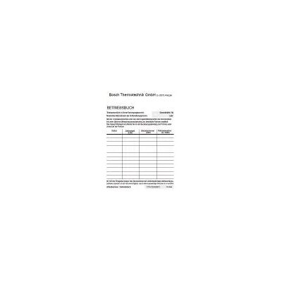 Bosch Zubehör Wasseraufbereitung VES_B Betriebsbuch Doku vollentsalztes Wasser Bosch Zubehör Wasseraufbereitung VES_B Betriebsbuch Doku vollentsalztes Wasser
