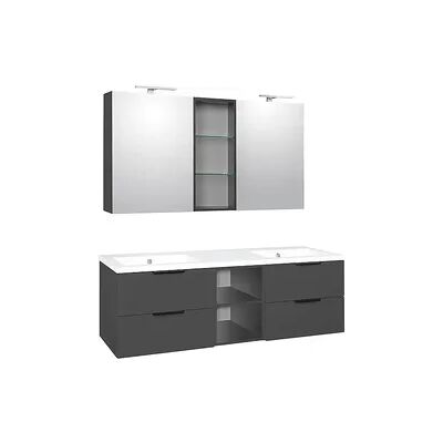 Evenes Badmöbel-Set LOSSA mit LED-Spiegelschrank anthrazit matt, 4 Auszüge + 2 offene Regale, Breite 1550 mm Evenes Badmöbel-Set LOSSA mit LED-Spiegelschrank anthrazit matt, 4 Auszüge + 2 offene Regale, Breite 1550 mm