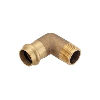 Pipetec Press-Winkel 90° aus Rotguss - 28 mm - 1 Zoll AG für Kupferrohre - DVGW-zertifiziert - für Presskontur V & M Pipetec Press-Winkel 90° aus Rotguss - 28 mm - 1 Zoll AG für Kupferrohre - DVGW-zertifiziert - für Presskontur V & M