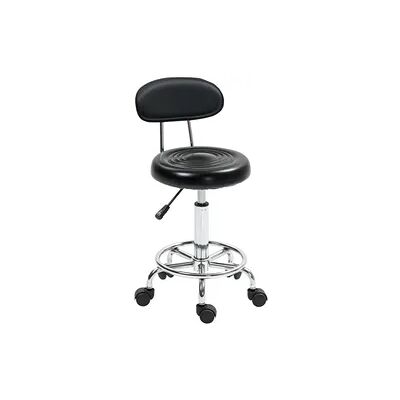STILVORA Rollhocker Drehhocker höhenverstellbar Schwarz 40x32x86 cm mit Rückenlehne Fußstütze und Rollen Gaslift Metallbasis pflegeleicht STILVORA Rollhocker Drehhocker höhenverstellbar Schwarz 40x32x86 cm mit Rückenlehne Fußstütze und Rollen Gaslift Metallbasis pflegeleicht