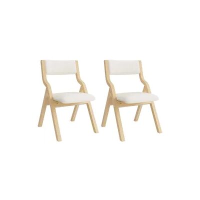 Merax 2er Set Klappstühle Beige Leinen, Esszimmerstühle aus Massivholz, faltbar, gepolstert & platzsparend verstaubar Merax 2er Set Klappstühle Beige Leinen, Esszimmerstühle aus Massivholz, faltbar, gepolstert & platzsparend verstaubar