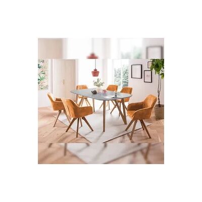 SalesFever Essgruppe 180x90 cm 5 tlg Eiche Massivholz Grau SalesFever Essgruppe 180x90 cm 5 tlg Eiche Massivholz Grau