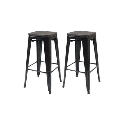 Mendler 2er-Set Barhocker HWC-A73 inkl. Holz-Sitzfläche, Barstuhl Tresenhocker, Metall Industriedesign stapelbar ~ schwarz Mendler 2er-Set Barhocker HWC-A73 inkl. Holz-Sitzfläche, Barstuhl Tresenhocker, Metall Industriedesign stapelbar ~ schwarz
