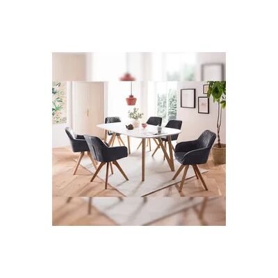 SALESFEVER Weiß Modell 180x90cm Samtvelours Esstisch-Set SALESFEVER Weiß Modell 180x90cm Samtvelours Esstisch-Set