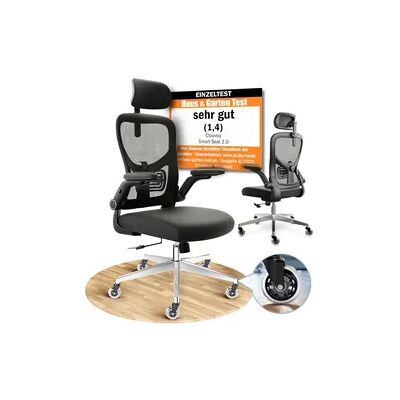 CLOUVOU SmartSeat, ergonomischer Bürostuhl, Rückenlehne mit Mesh Bezug, FlipUp-Armlehnen, 3D-Kopfstütze, BladeWheels, Schwarz CLOUVOU SmartSeat, ergonomischer Bürostuhl, Rückenlehne mit Mesh Bezug, FlipUp-Armlehnen, 3D-Kopfstütze, BladeWheels, Schwarz