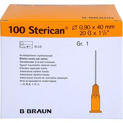 1001 Artikel Medical GmbH STERICAN Kanülen Luer-Lok 0,90x40 mm Gr.1 gelb 100 St. 1001 Artikel Medical GmbH STERICAN Kanülen Luer-Lok 0,90x40 mm Gr.1 gelb 100 St.