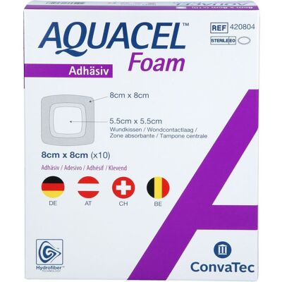 Aquacel - Foam - 8x8 cm - adhäsiv - 10 Stk Aquacel - Foam - 8x8 cm - adhäsiv - 10 Stk