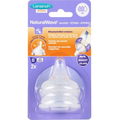 Lansinoh Natural Wave Flaschen mit 2 Silikonschnäuzchen - Mittlerer Fluss Lansinoh Natural Wave Flaschen mit 2 Silikonschnäuzchen - Mittlerer Fluss