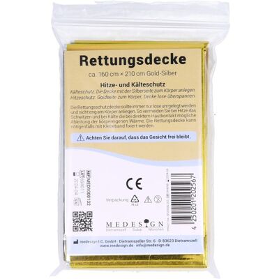 Medesign I. C. GmbH RETTUNGSDECKE 160x220 cm gold/silber 1 St. Medesign I. C. GmbH RETTUNGSDECKE 160x220 cm gold/silber 1 St.