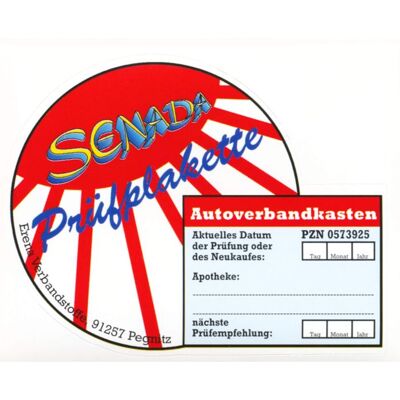ERENA Verbandstoffe GmbH & Co. KG SENADA Plakette Auto Verbandkasten 10 St. ERENA Verbandstoffe GmbH & Co. KG SENADA Plakette Auto Verbandkasten 10 St.