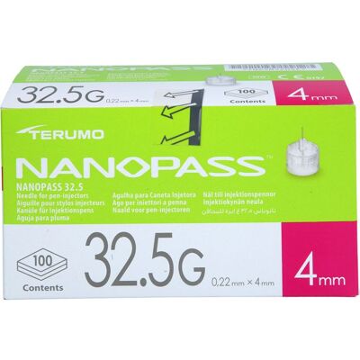 ToRa Pharma GmbH TERUMO NANOPASS 32,5 Pen Kanüle 0,22x4 mm 100 St. ToRa Pharma GmbH TERUMO NANOPASS 32,5 Pen Kanüle 0,22x4 mm 100 St.