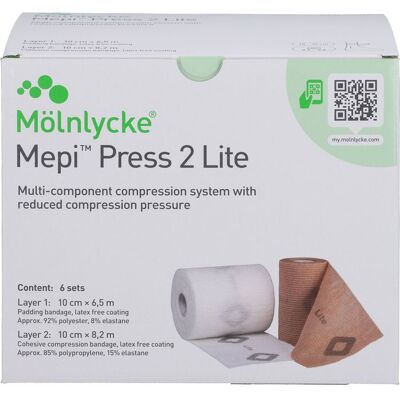 Mölnlycke Health Care GmbH MEPI PRESS 2 Lite Komp.Sys.10cm Knöchelumf.18-32cm 6 St. Mölnlycke Health Care GmbH MEPI PRESS 2 Lite Komp.Sys.10cm Knöchelumf.18-32cm 6 St.