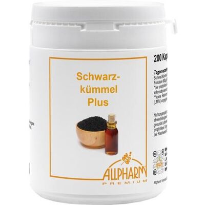 Allpharm Vertriebs GmbH SCHWARZKÜMMELÖL plus 5 Kapseln 200 St. (141,9 g) Allpharm Vertriebs GmbH SCHWARZKÜMMELÖL plus 5 Kapseln 200 St. (141,9 g)